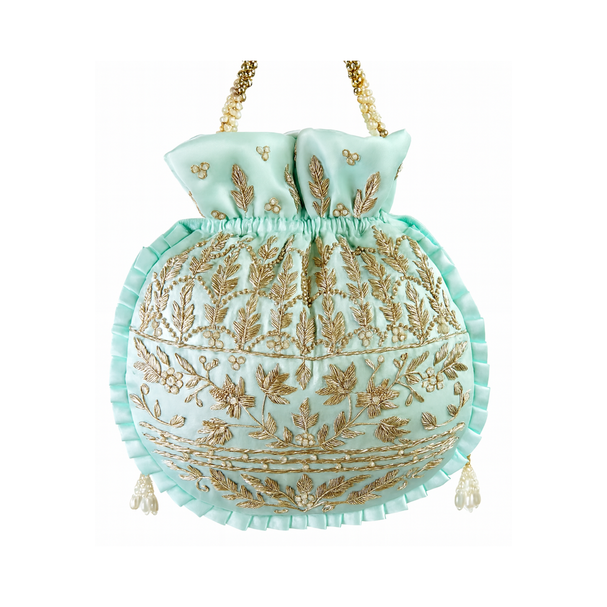 Mint Elegance Embroidered Potli