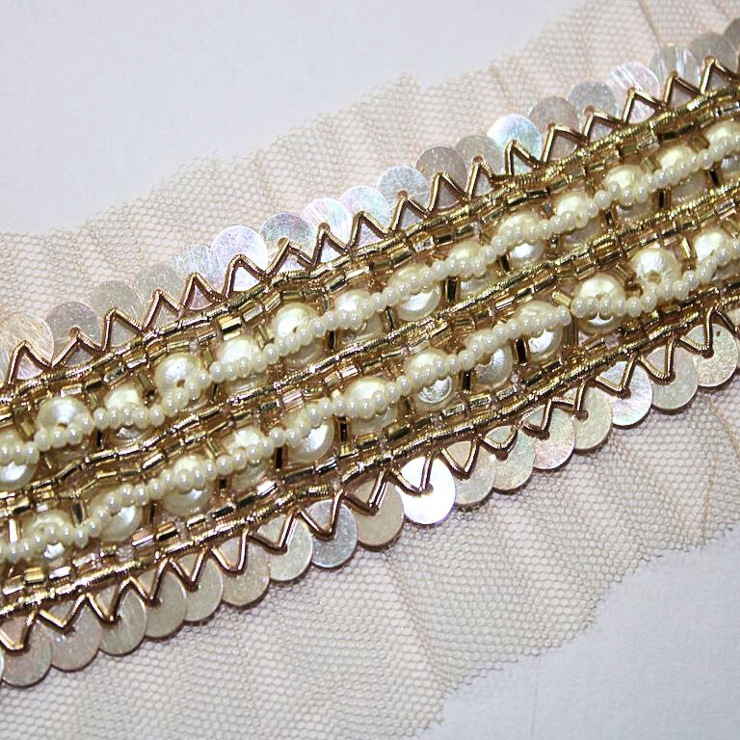 Rose Gold Embellished Handwork Trim