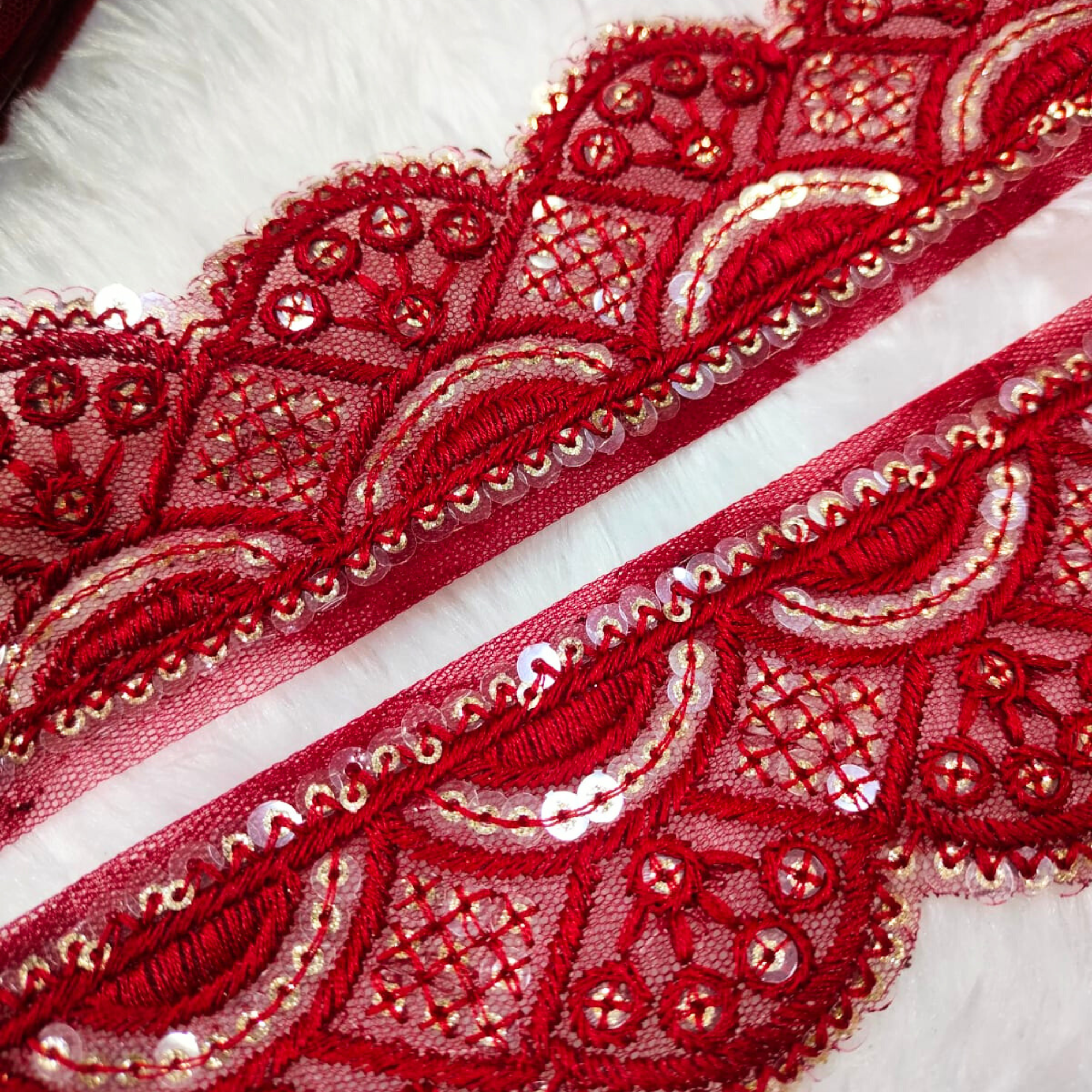 Sequin Scallop Embroidered Trim