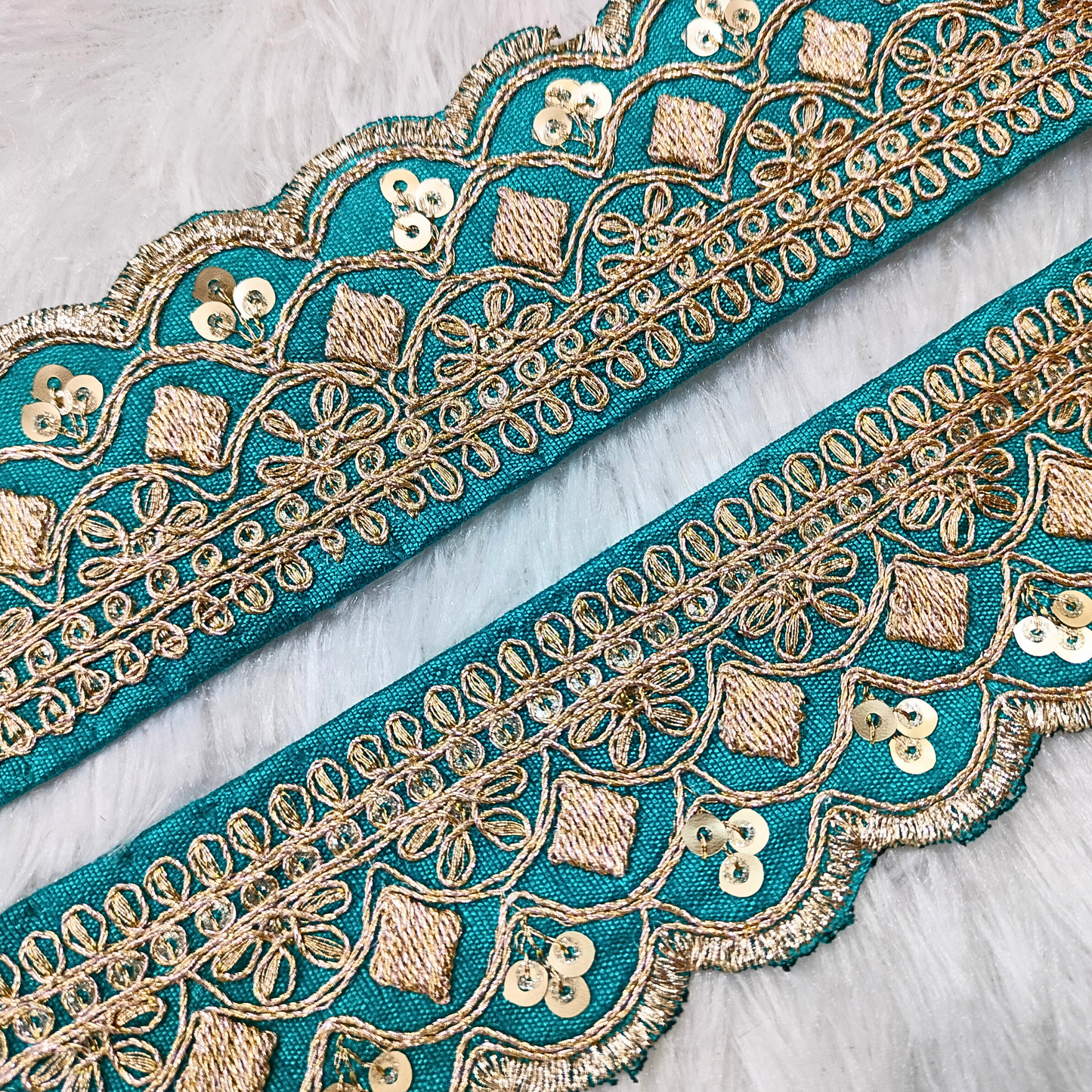 Fancy Blue Zari Embellished Trim