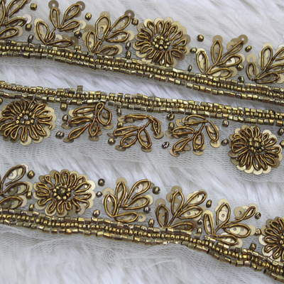 Antique Gold Floral Handwork Trim hover image