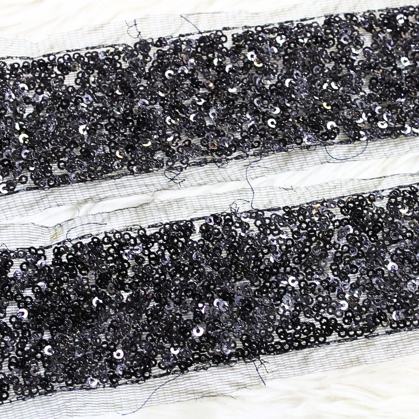 Black Fancy Sequin Work Trim