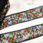 Black Base Multicolor Floral Embroidered Trim