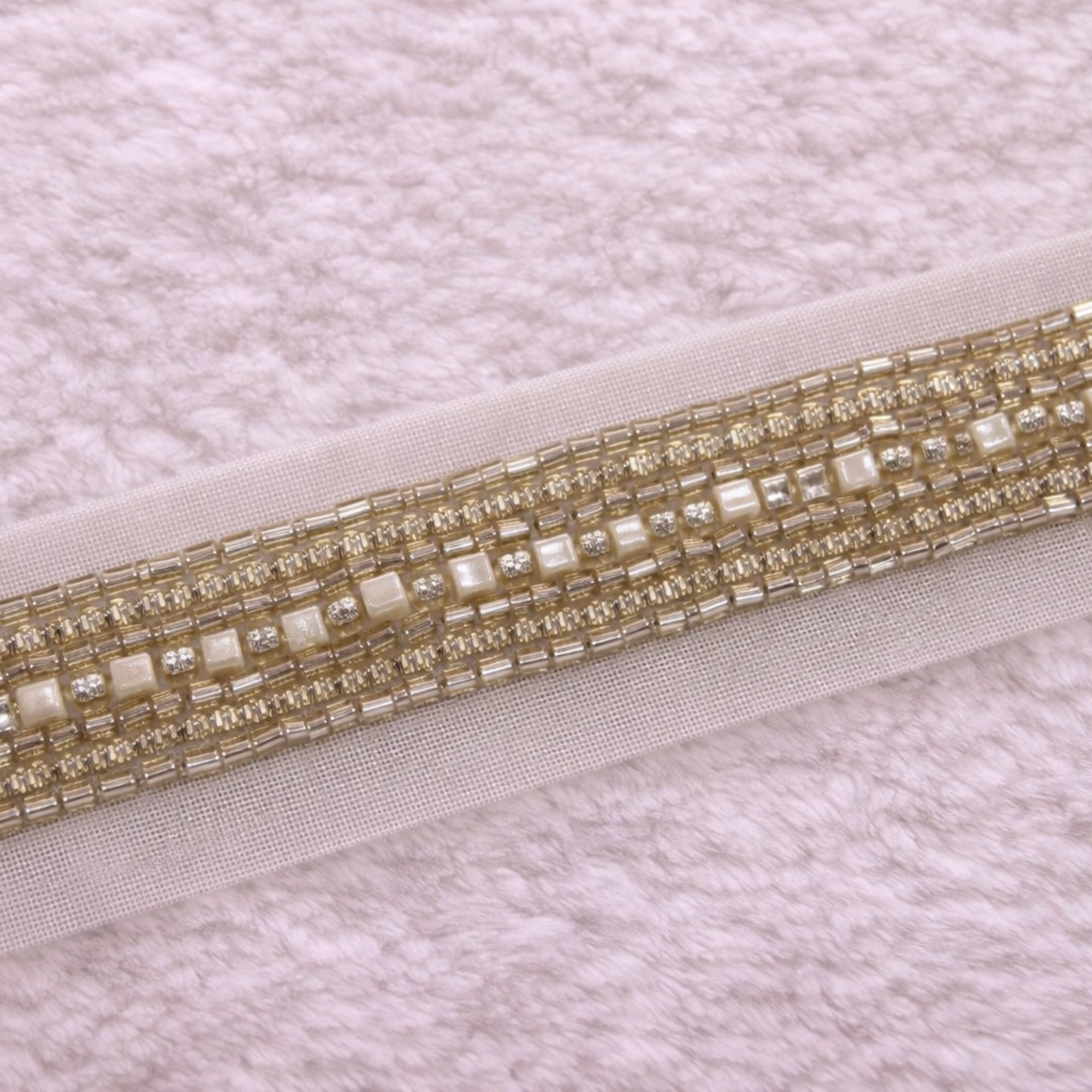 Gold Bead & Square Stone Lace