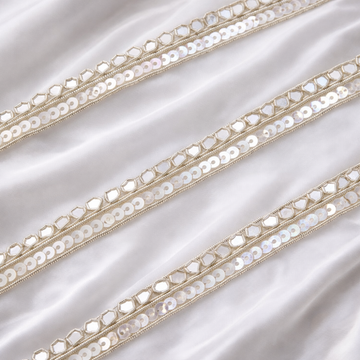 Light Gold Mirror And Sequin Handwork Trim