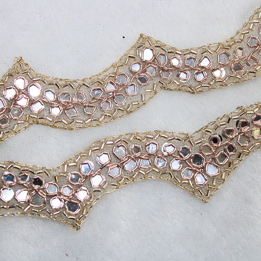 Rose Gold Fancy Embellished Handwork Trim