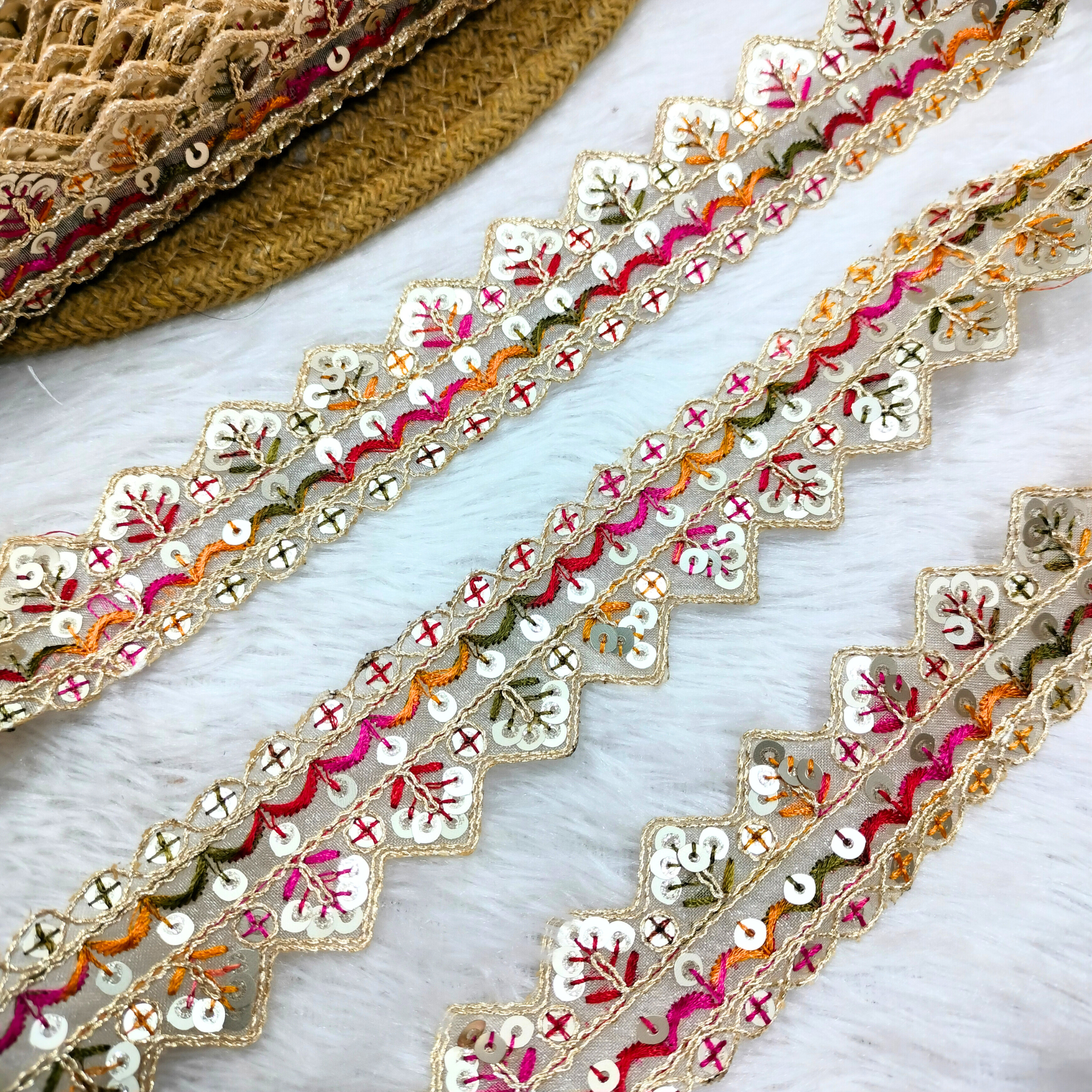 Sequin Floral Zari Lace