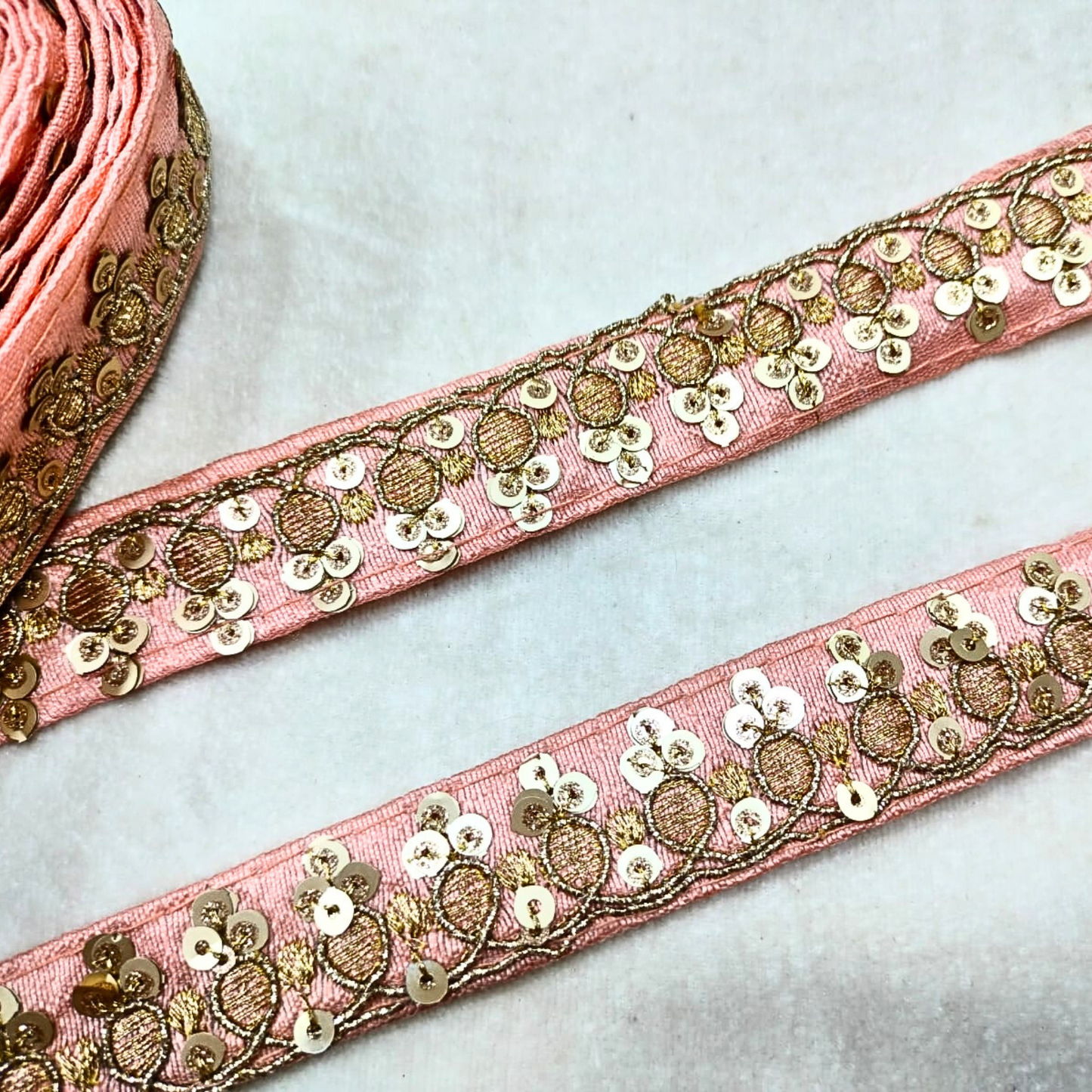 Peach Fancy Sequin Trim