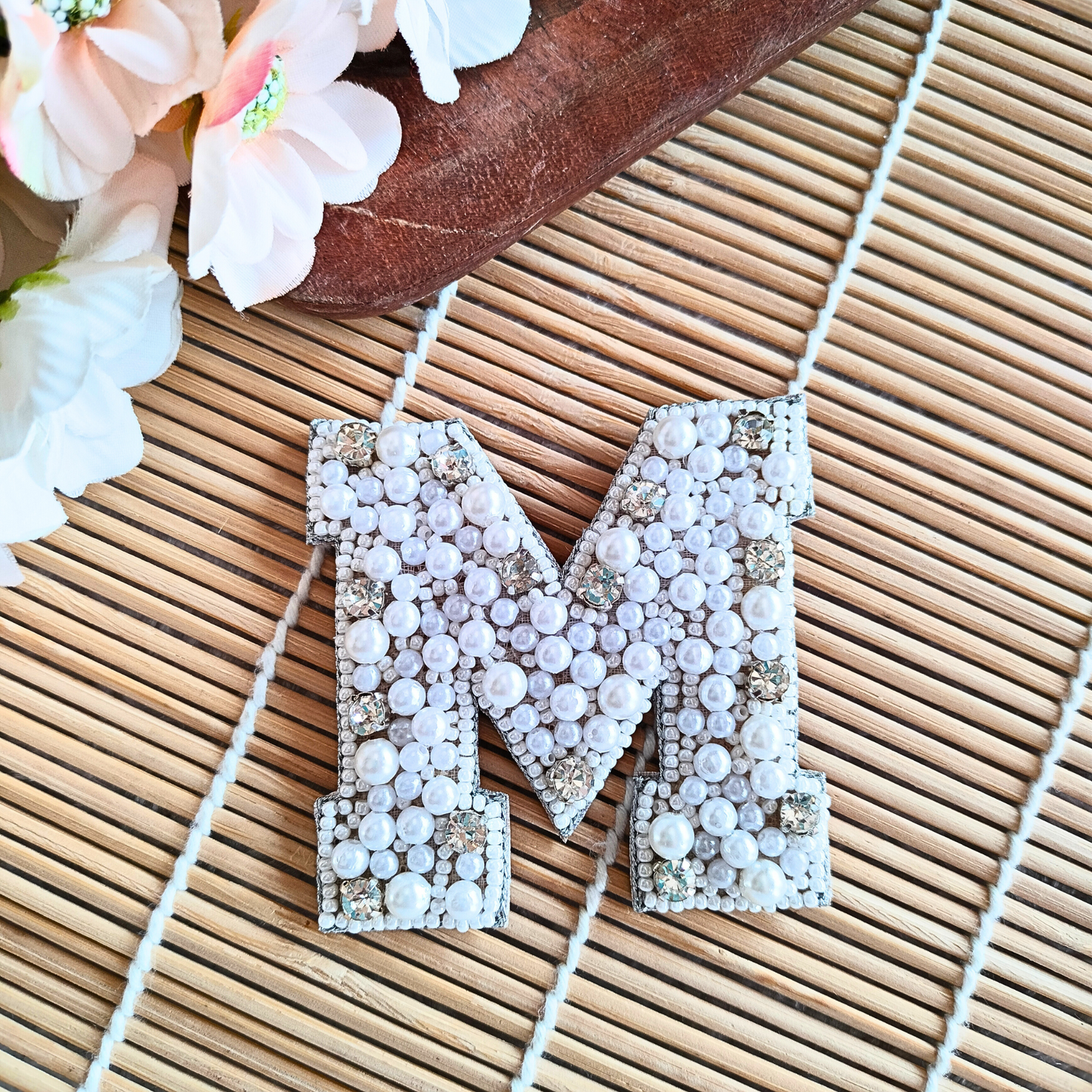 Stone & Pearl Alphabet 'M' Patch