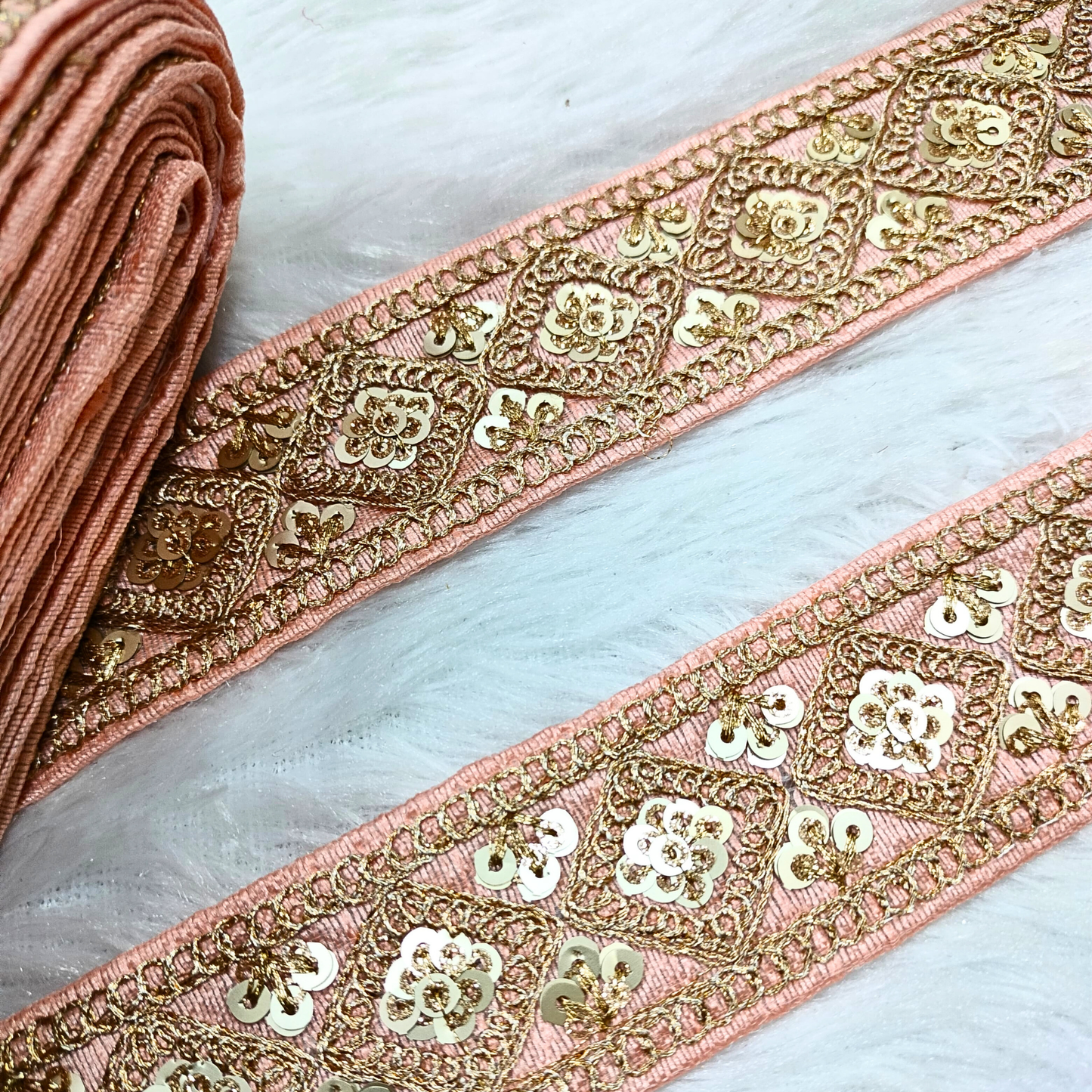 Peach Fancy Zari Embellished Trim