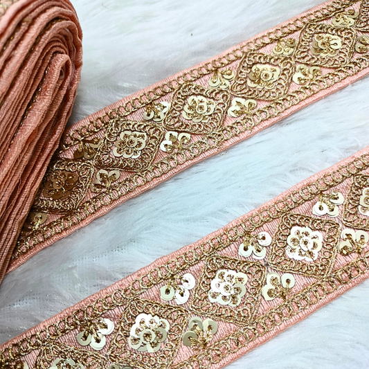 Peach Fancy Zari Embellished Trim