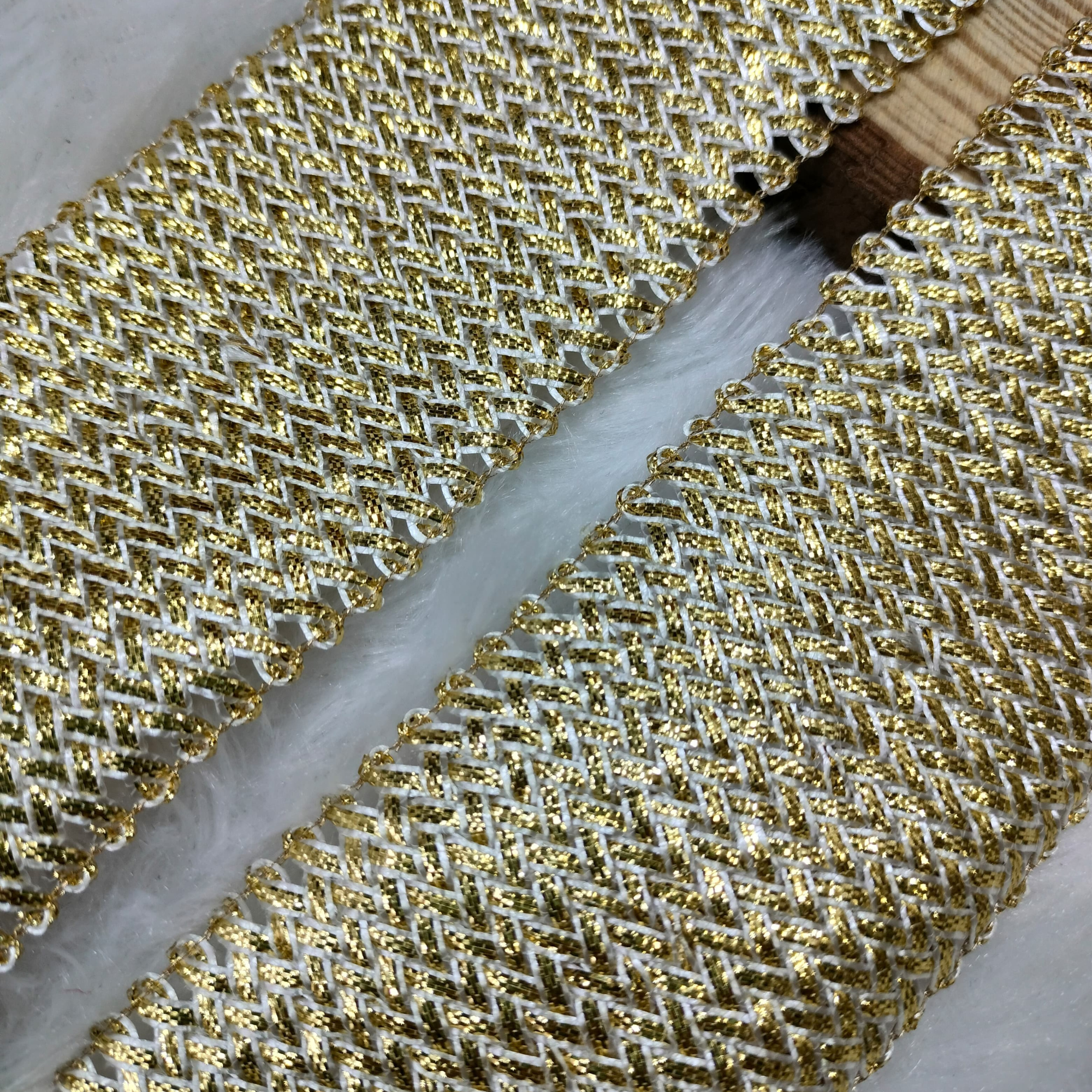 Geometric Metallic Lace Trim Border for Ethnic, Festive & Designer Wear
