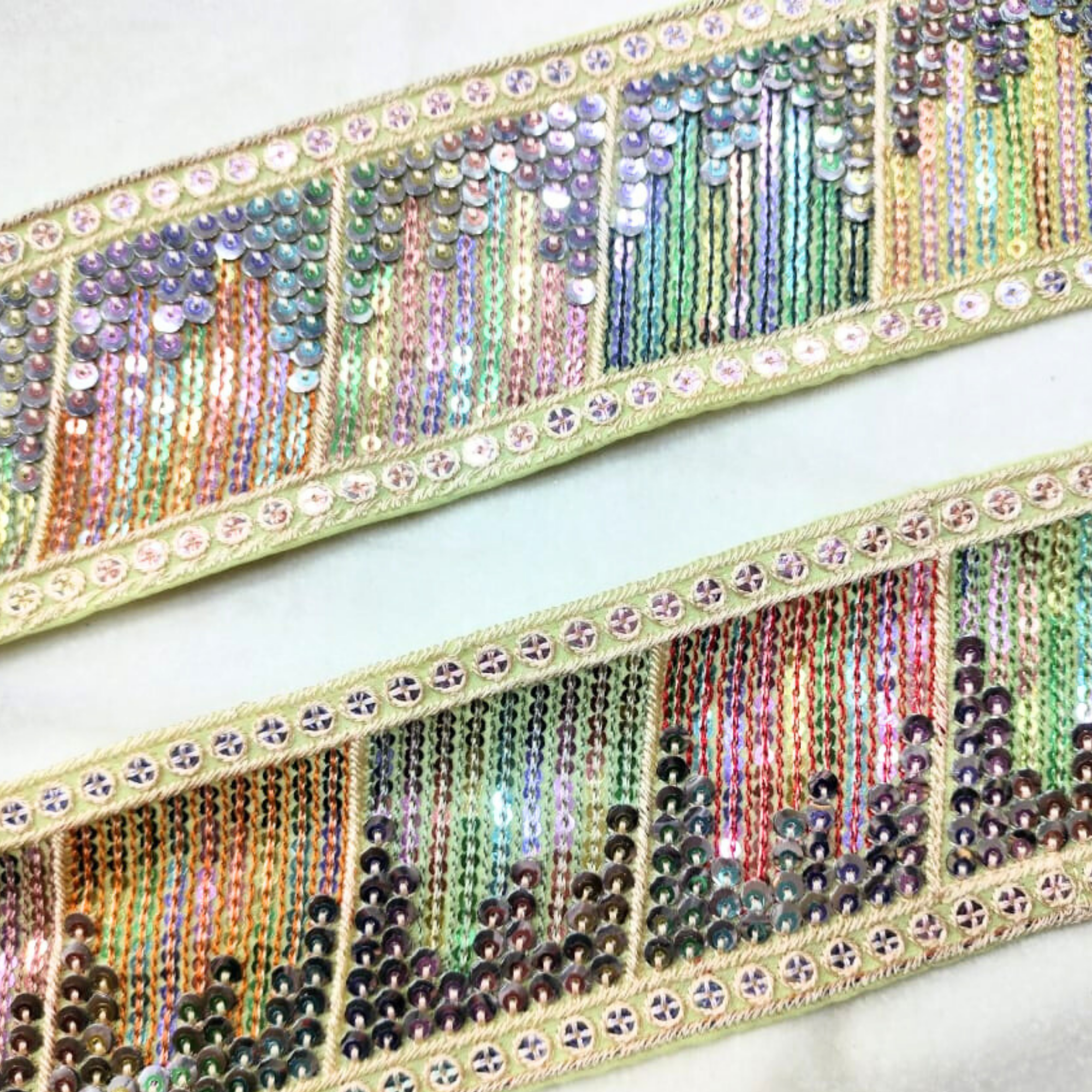 Multicolor Sequin Trim Lace