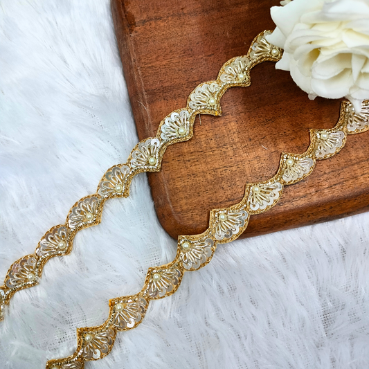 Light Gold Fancy Embellished Zardozi Trim