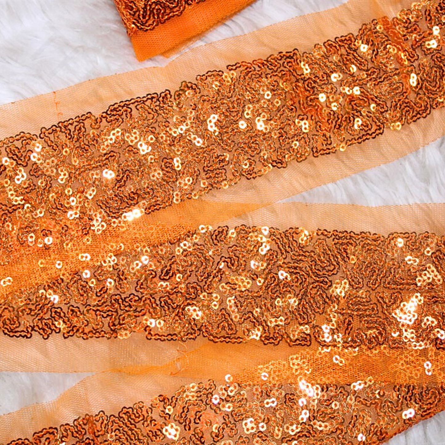 Vibrant Orange Sequin Trim for Glamorous Embellishments