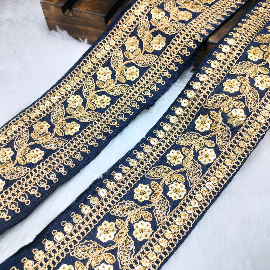 Floral Sequence Zari Trim