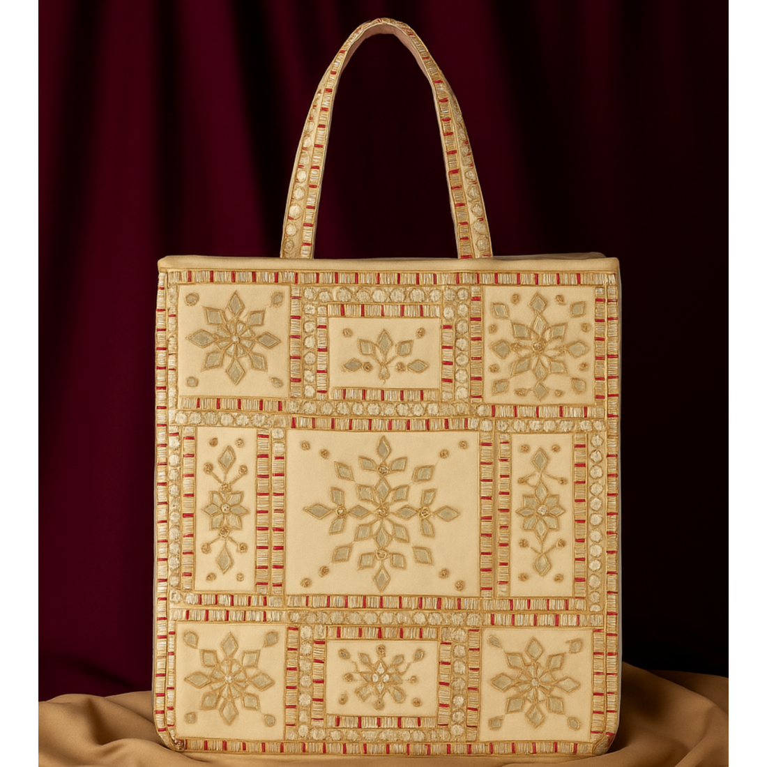Ivory Mirror Embroidered Tote Bag