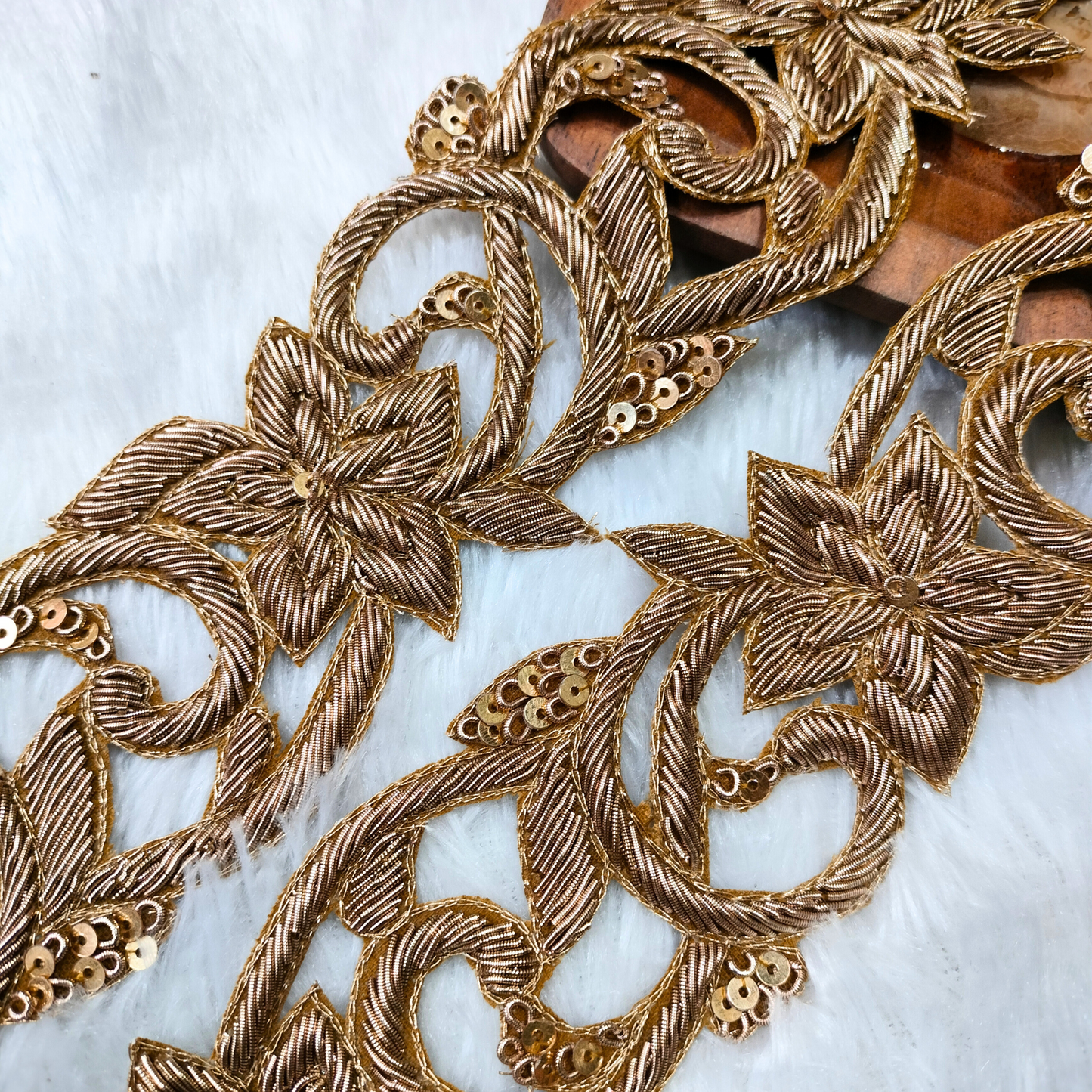 Dark Gold Handcrafted Zardozi Trim