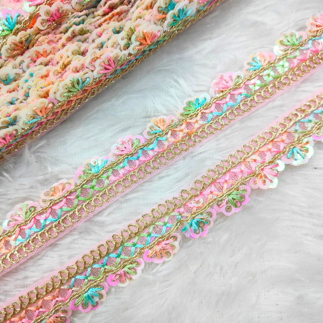 Floral Sequin Embroidered Lace Trim