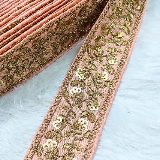 Light Peach Fancy Zari Embellished Trim