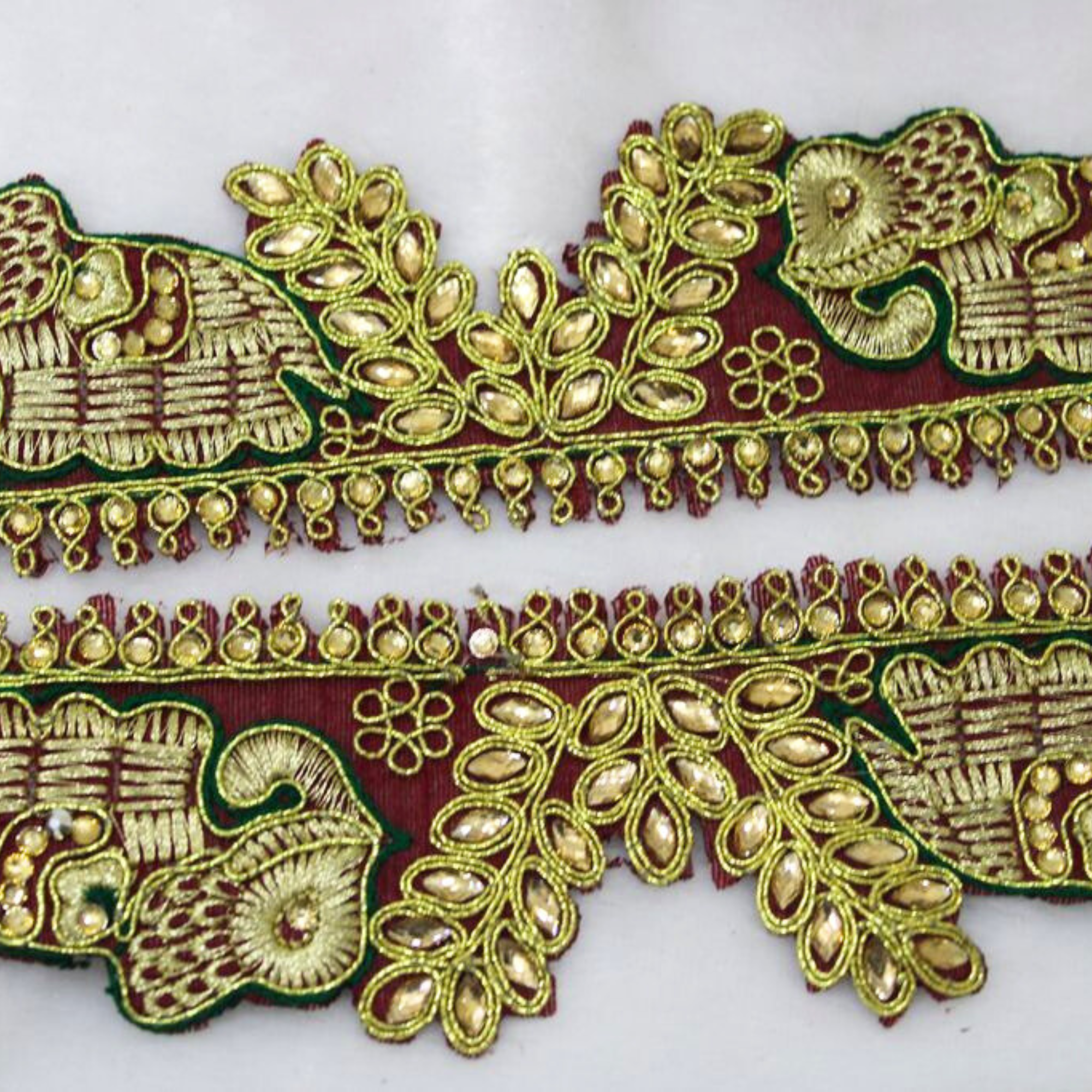 Vibrant Elephant Motif Zari Trim