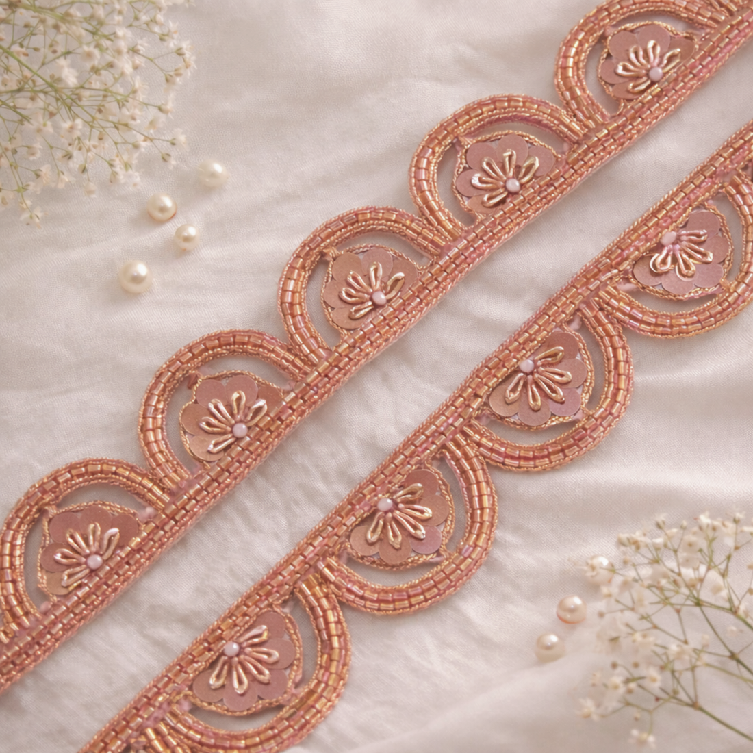 Rose Gold Scalloped Handcrafted Trim