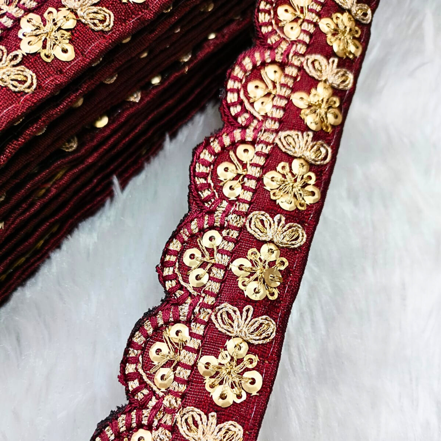 Maroon Fancy Embellished Trim