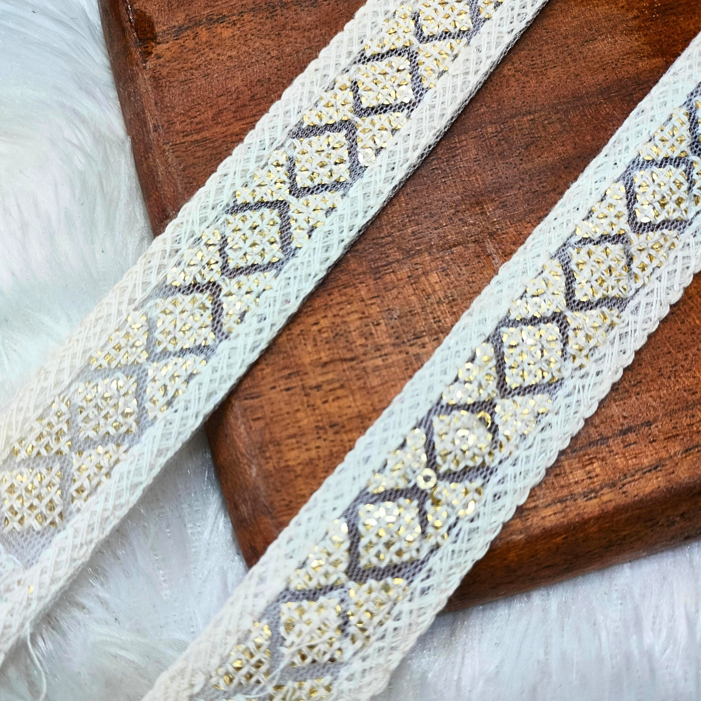 White Fancy Embellished Trim