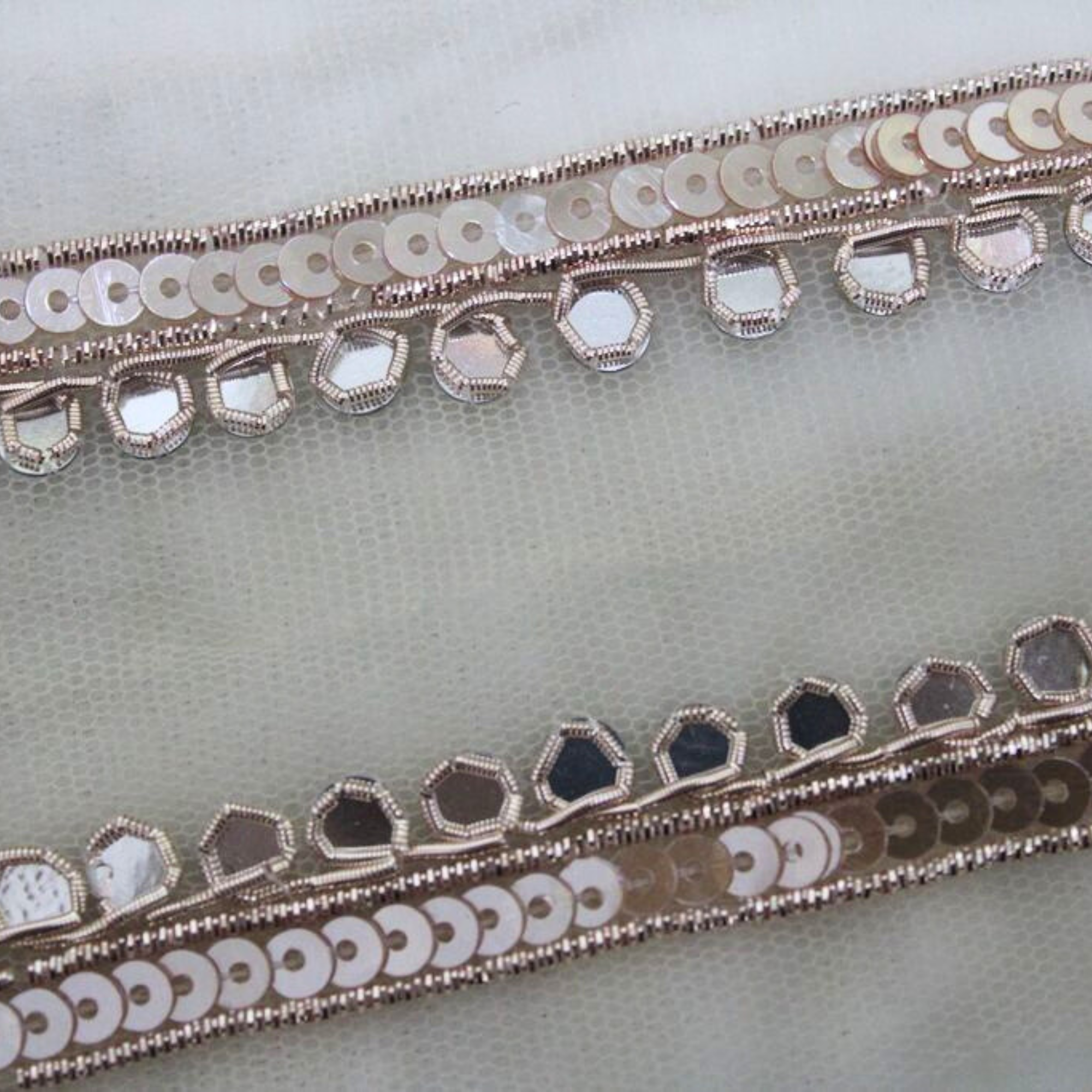 Rose Gold Mirror Sequin Handcrafted Lace