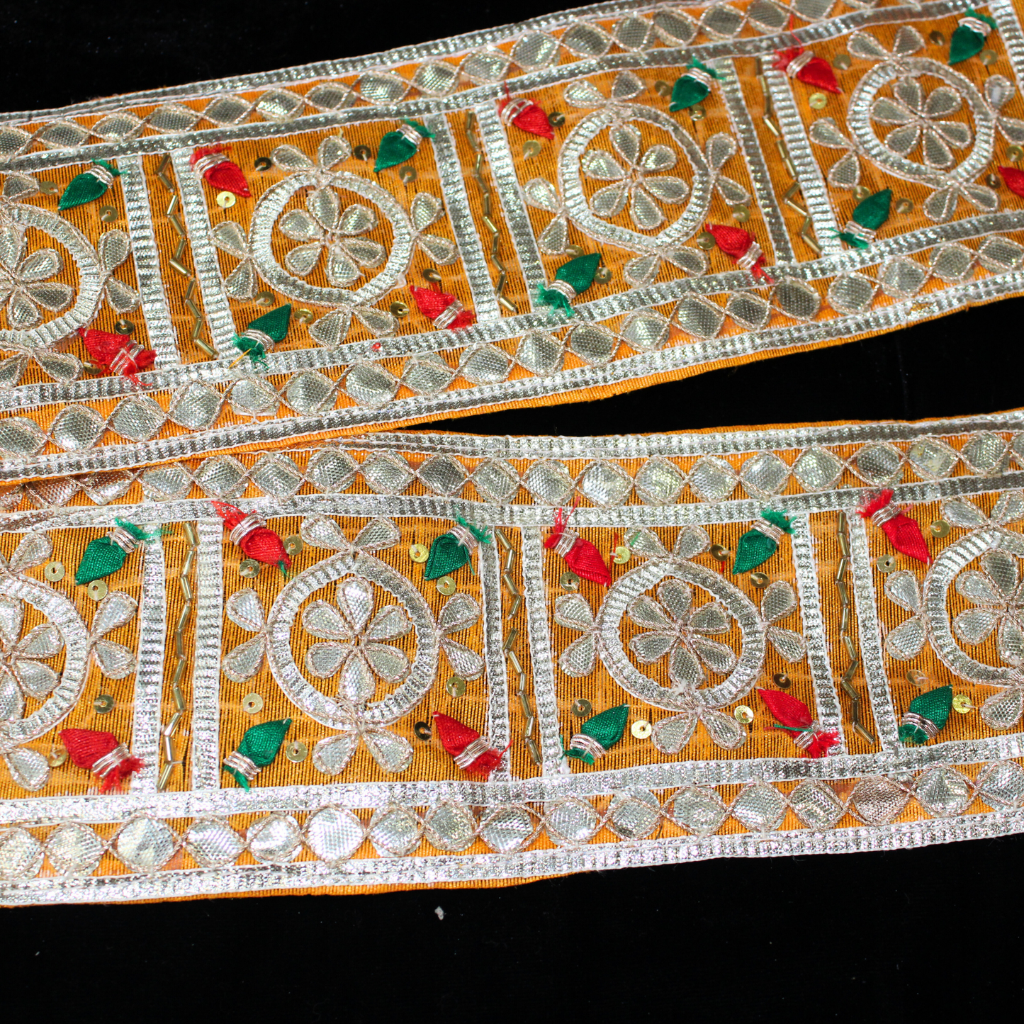 Yellow Multicolor Handcrafted Gota Trim