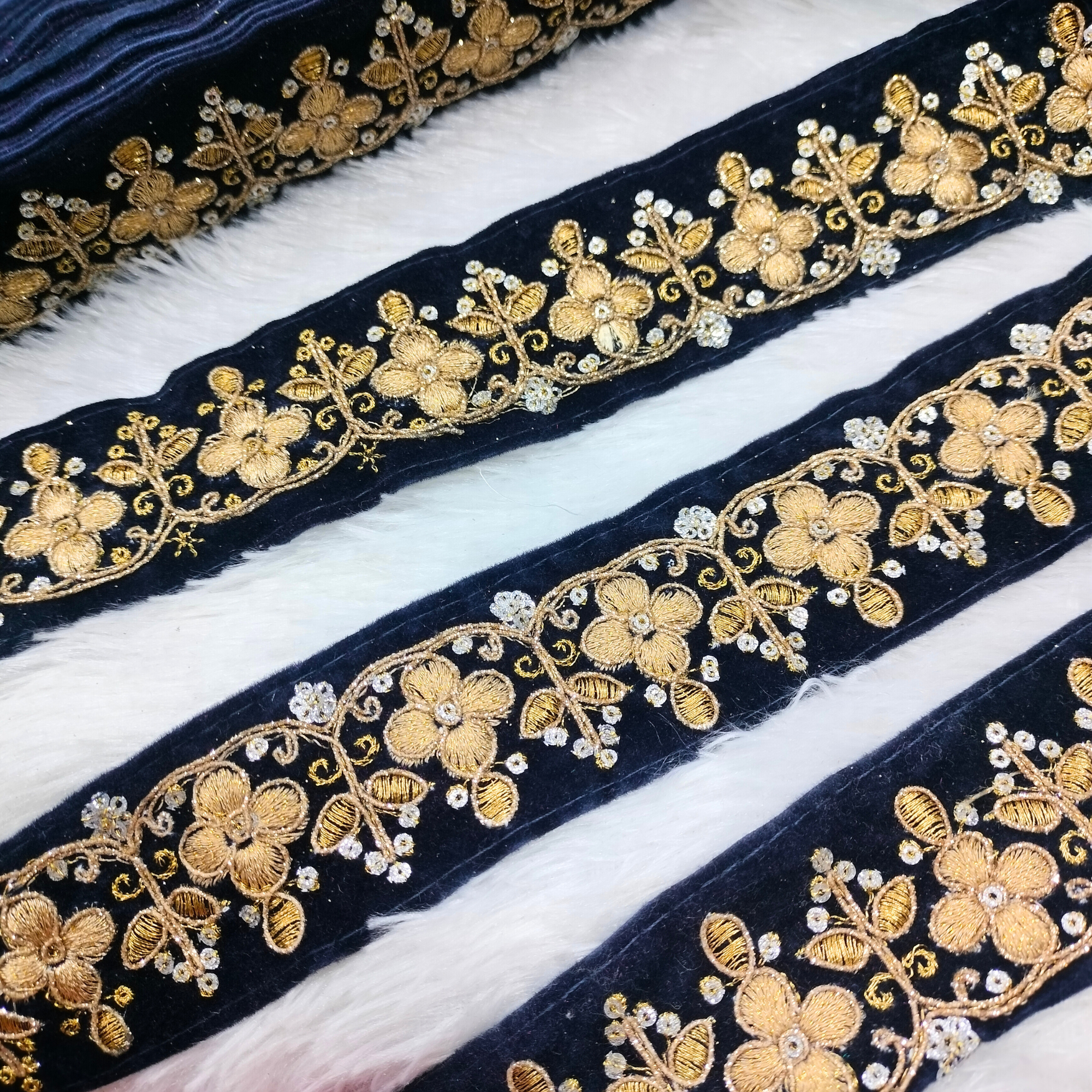 Velvet Floral Zari Lace