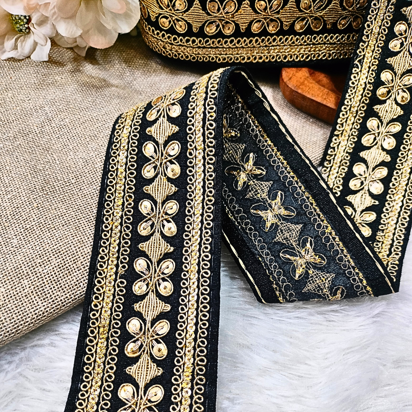 Black Fancy Embellished Trim