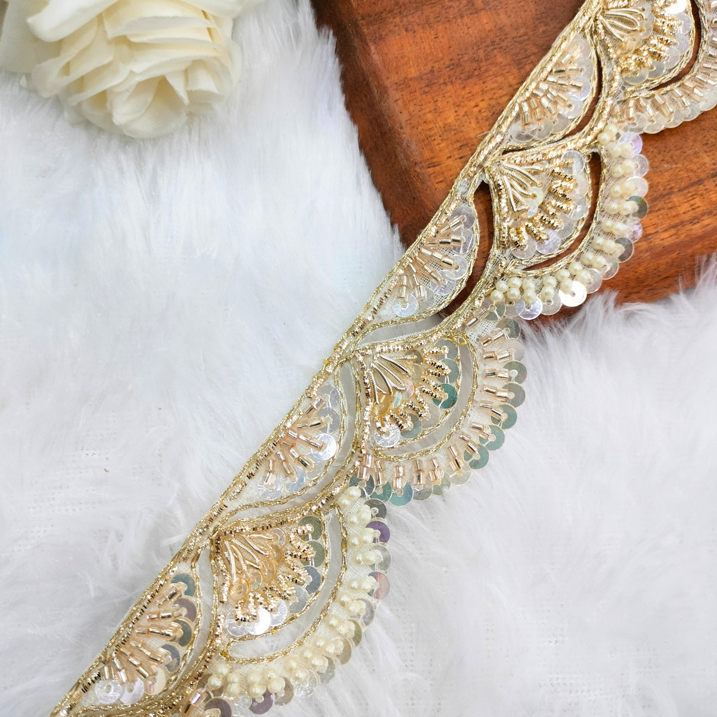 Water Gold And White Handcrafted Trim