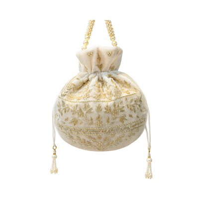 Classic Ivory Velvet Potli
