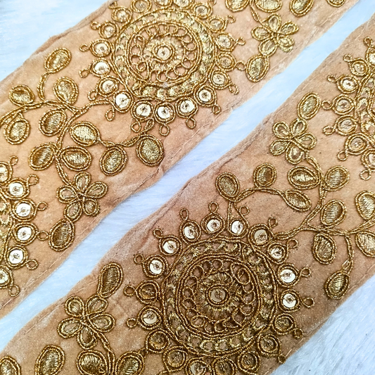 Beige Fancy Sequin Work Trim