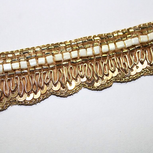 Rose Gold and White Stone Embellished Handwork Trim