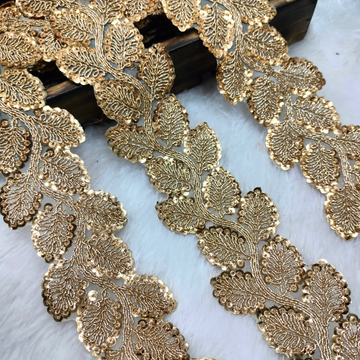 Gold Leaf Vine Designer Sequin Lace