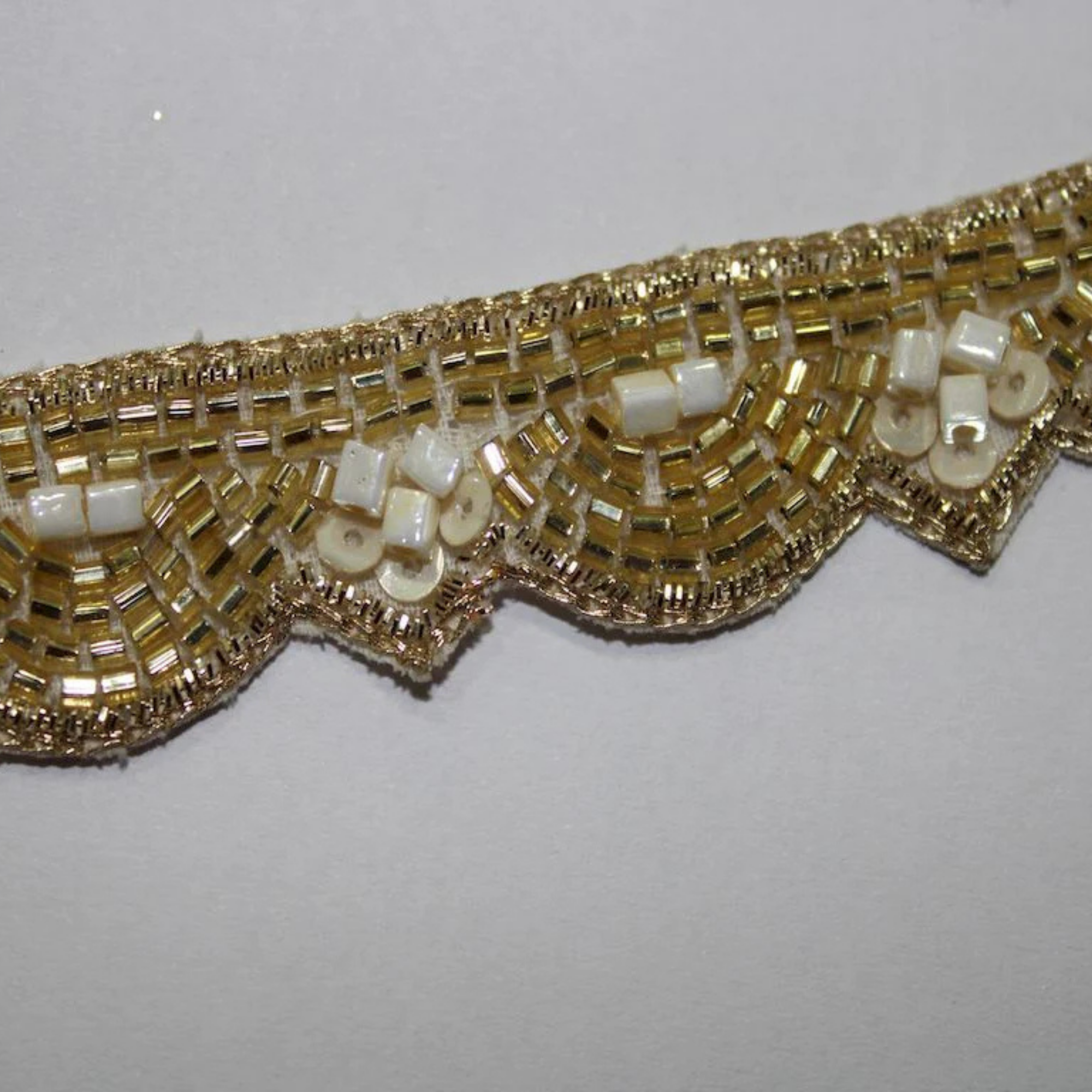 Gold Scalloped Bead Lace