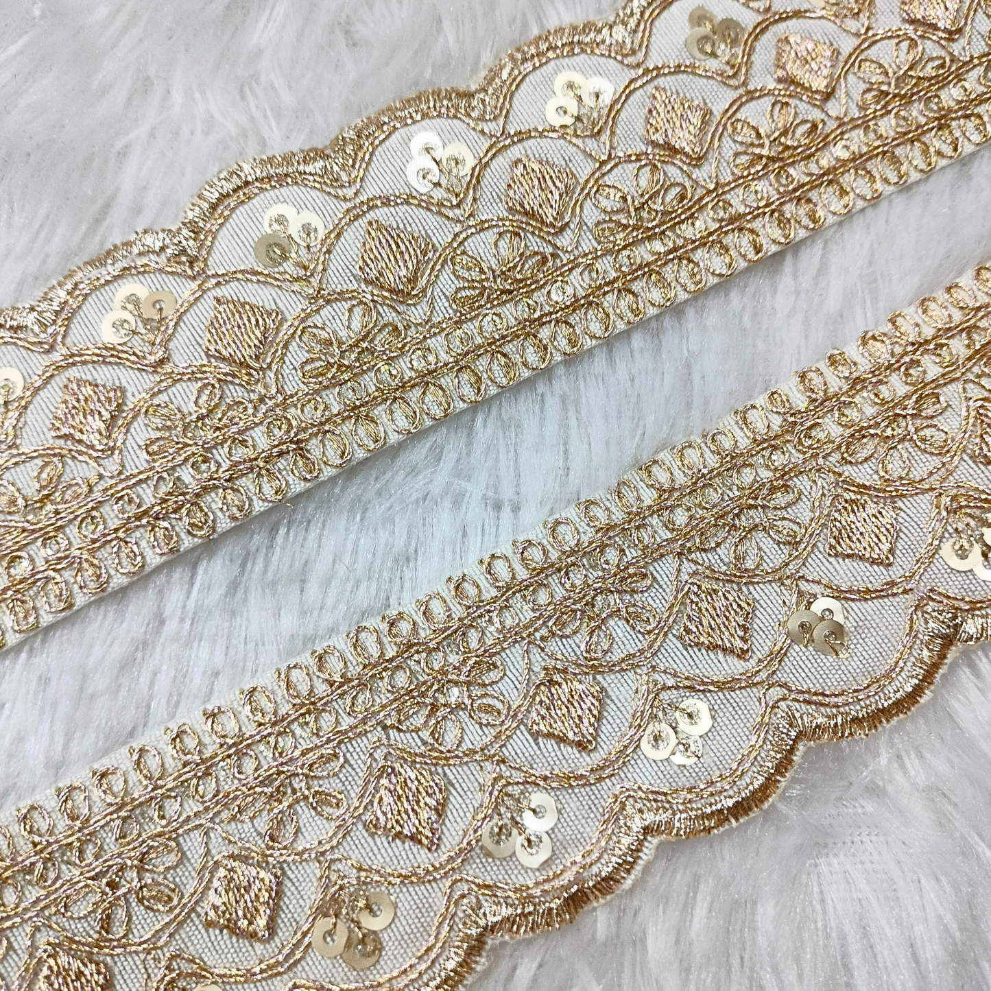 Fancy White Zari Embellished Trim