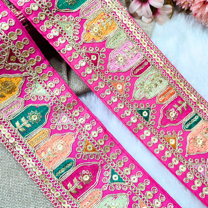 Pink Fancy Embroidery Trim