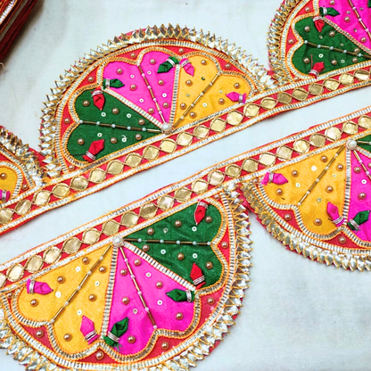 Traditional Orange Multicolor Gota Trim