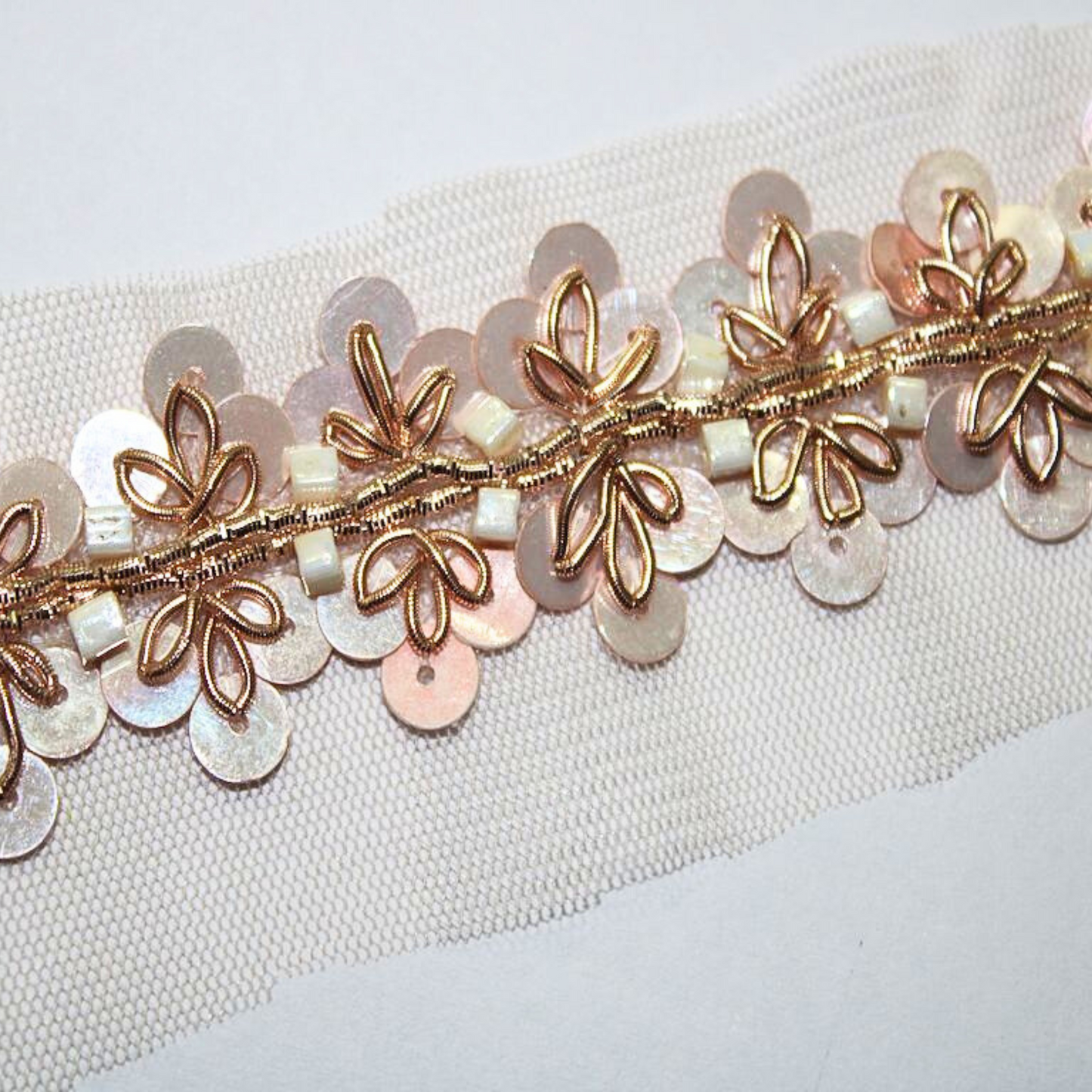 Rose Gold Embellished Handwork Trim