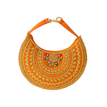 Handcrafted Half-Moon Embroidered Handbag