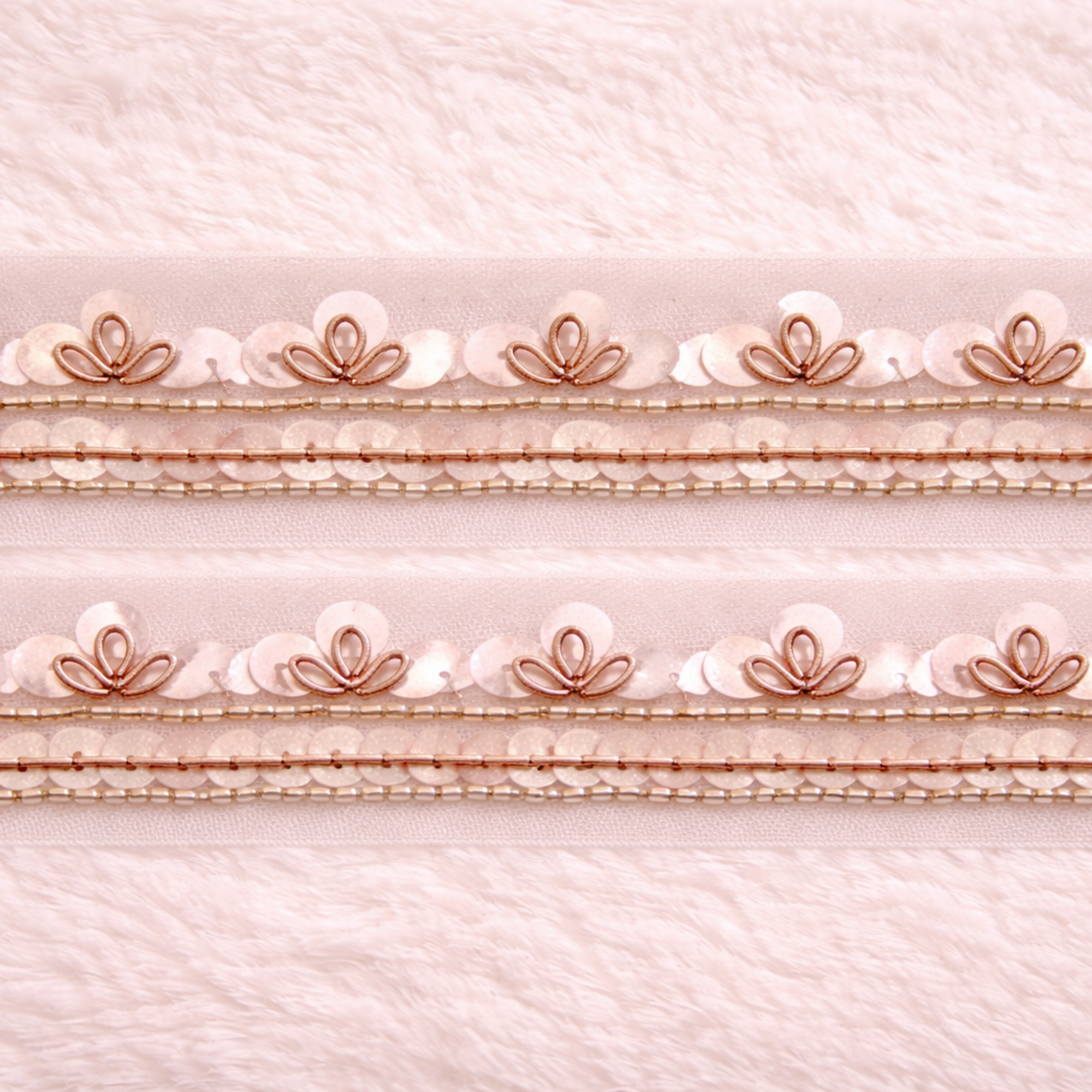 Peach Floral Bead Lace