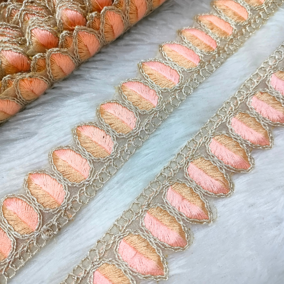 Dual-Tone Leaf Embroidered Lace