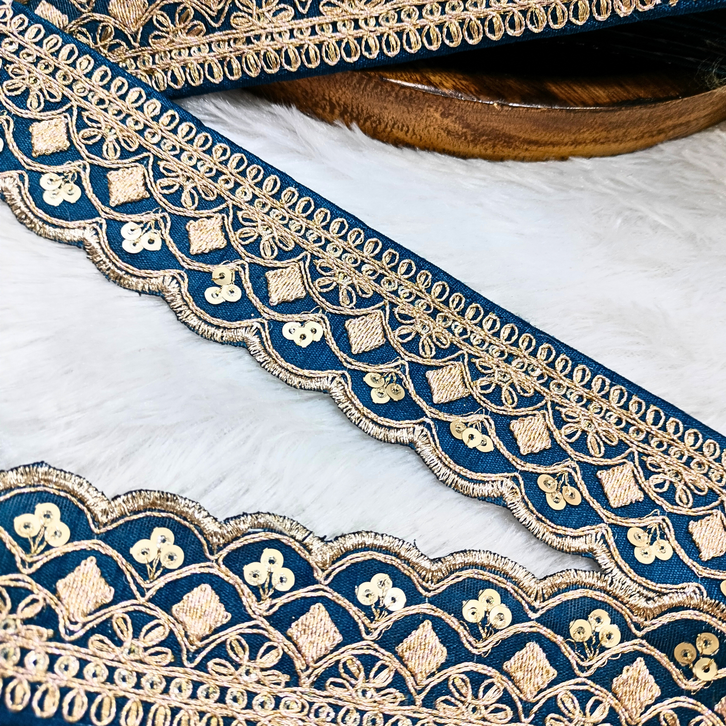 Fancy Zari Blue Embellished Trim