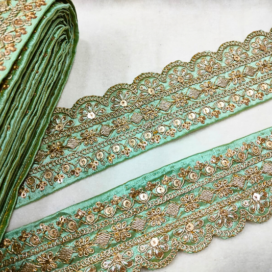 Mint Green Fancy Embellished Trim