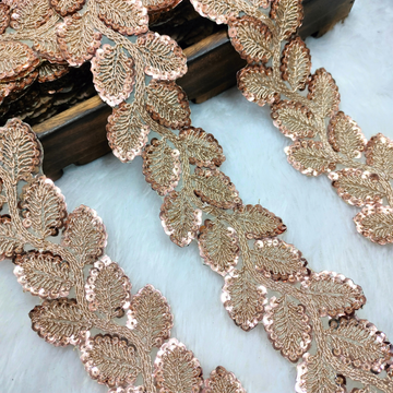 Rose Gold Leaf Vine Sequin Lace