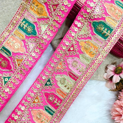 Pink Fancy Embroidery Trim