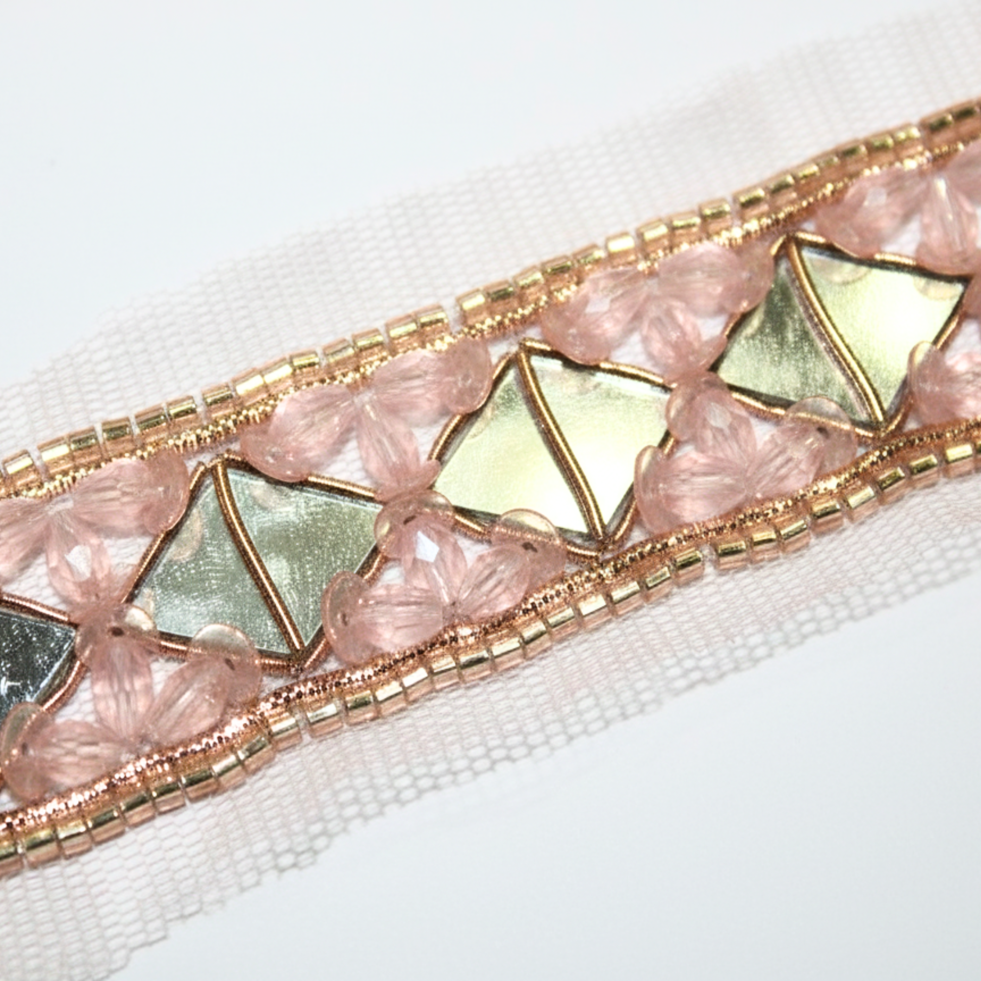 Champagne Gold Scallop Hand Embroidered Lace